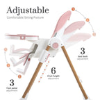 Mallify Foldable High Chairs for Babies and Toddlers, 3-in-1 Convertible Baby High Chair with Removable Soft Cushion and Tray, Adjustable Height & Recline, Lockable Wheels, Dark Blue