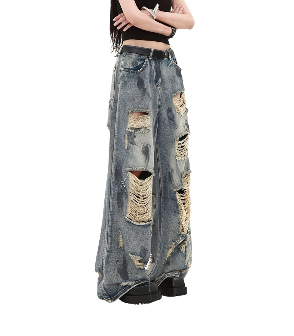 Baggy Jeans for Women Men Ripped Straight Leg Pants High Waisted Distressed Jeans Y2K Grunge Summer Clothes.