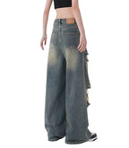 Baggy Jeans for Women Men Ripped Straight Leg Pants High Waisted Distressed Jeans Y2K Grunge Summer Clothes.