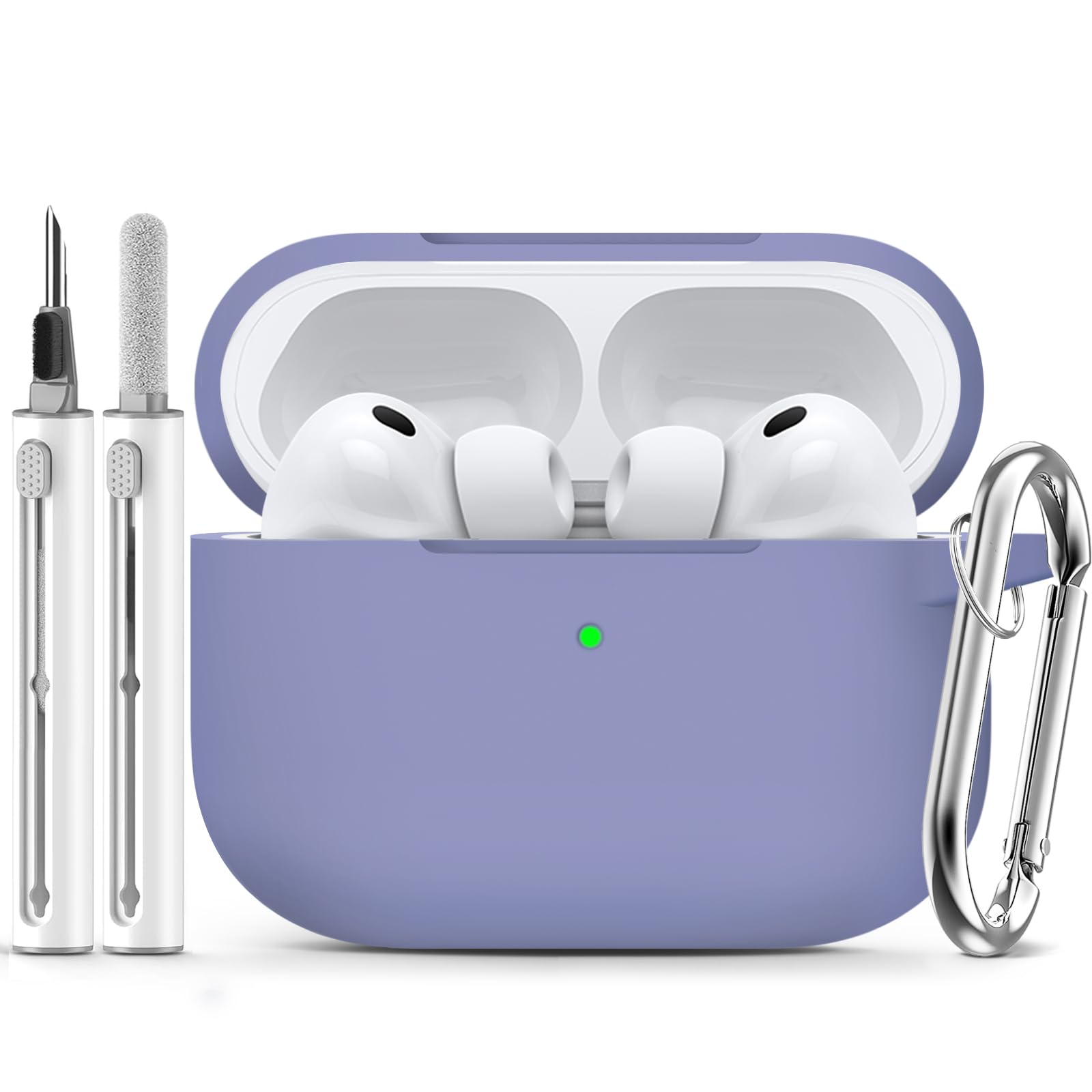 Ljusmicker for AirPods Pro 3 Case 2025 with Cleaner Kit,Soft Silicone Protective Cover for Apple AirPods Pro 3rd Generation Case for Women Men,AirPod Pro 3 CasesAccessories with Keychain-Light Lilac