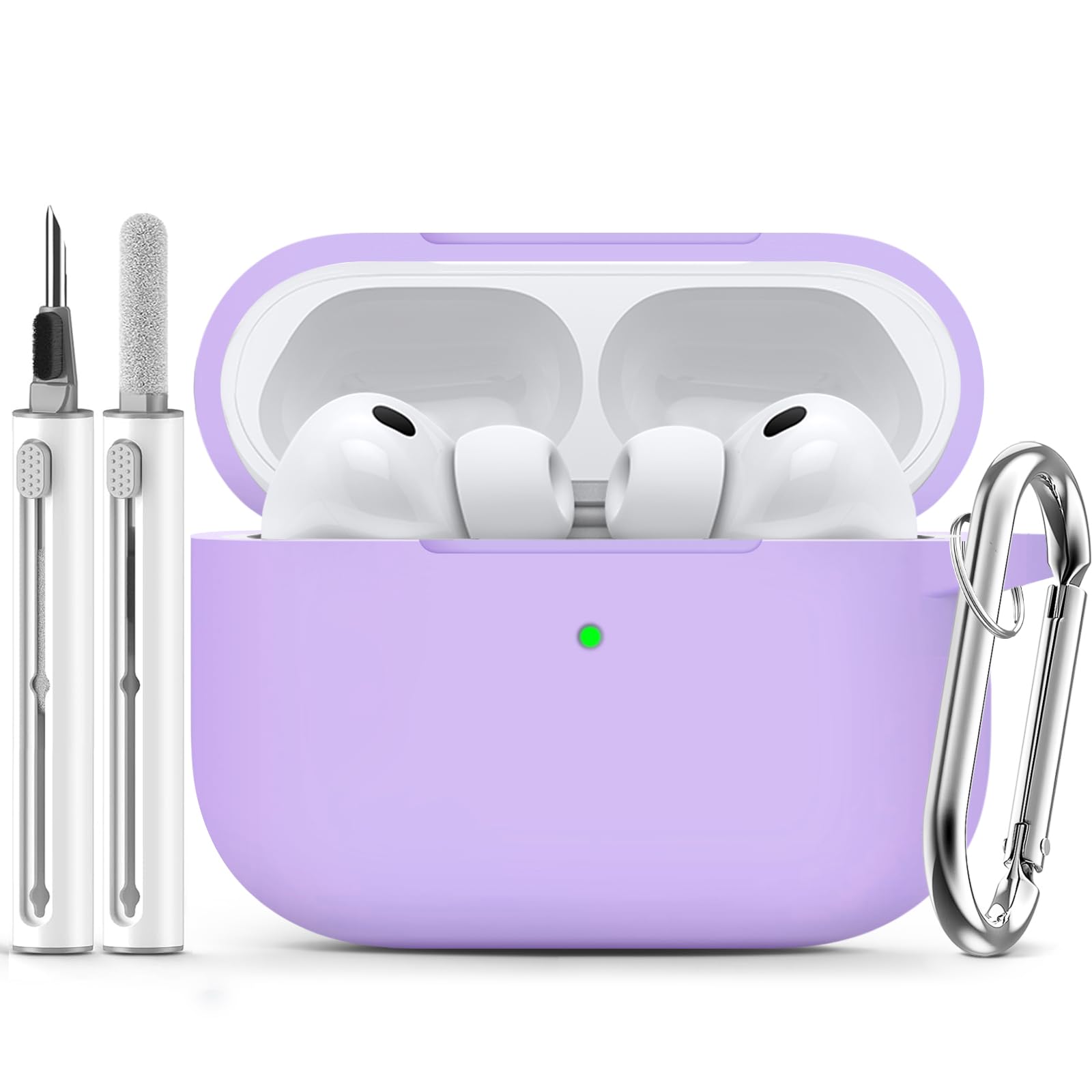 Ljusmicker for AirPods Pro 3 Case 2025 with Cleaner Kit,Soft Silicone Protective Cover for Apple AirPods Pro 3rd Generation Case for Women Men,AirPod Pro 3 CasesAccessories with Keychain-Light Lilac