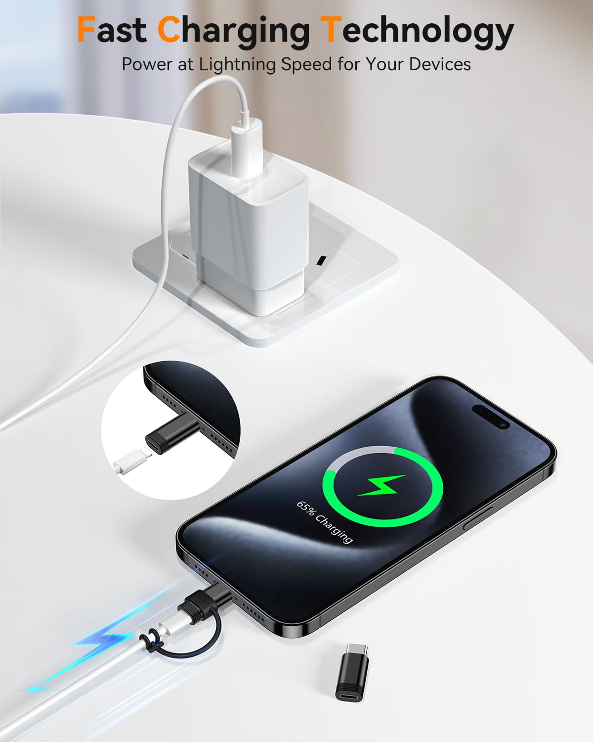 Temdan 4 Pack Lightning to USB C Adapter for iPhone 15/16/17 Pro/17 Pro Max,for iPhone 17/16 Charger,17/16 Accessories,Fast Charging & Data Transfer,USB C Charger Connector Cable,Not for Audio/OTG