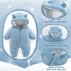 Newborn Baby Bear Outfit Suit Girls Boys Fleece Jumpsuit Romper Hooded Winter Snowsuit Clothes