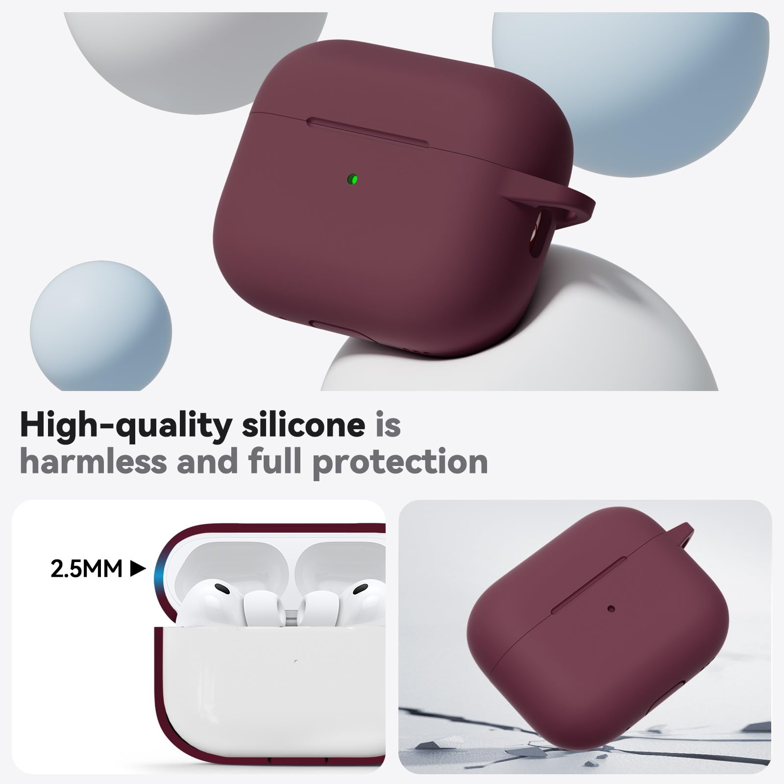 Ljusmicker for AirPods Pro 3 Case 2025 with Cleaner Kit,Soft Silicone Protective Cover for Apple AirPods Pro 3rd Generation Case for Women Men,AirPod Pro 3 CasesAccessories with Keychain-Light Lilac
