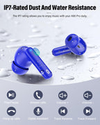 Wireless Earbuds, Bluetooth 5.4 Headphones Bass Stereo, Ear Buds with Noise Cancelling Mic, LED Display in Ear Earphones Clear Calls, IP7 Waterproof Bluetooth Earbuds for Laptop/Phones/Sports, Black