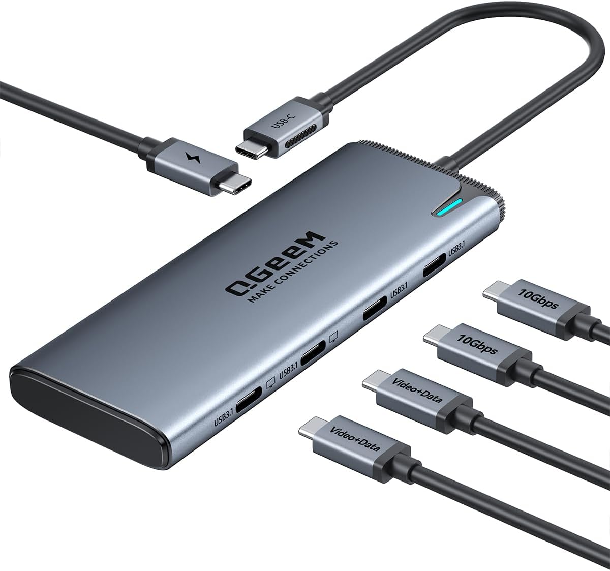 QGeeM USB C Hub,Multiple Converter Adapter 5 in 1,Type C Splitter Extender with Single 8K,Dual 4K/60Hz,10Gbps Data Transfer,PD 100W,for MacBook Pro,iMac,HP（M1/M2 only 1 Display