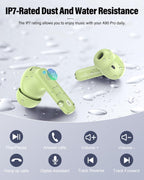 Wireless Earbuds, Bluetooth 5.4 Headphones Bass Stereo, Ear Buds with Noise Cancelling Mic, LED Display in Ear Earphones Clear Calls, IP7 Waterproof Bluetooth Earbuds for Laptop/Phones/Sports, Black
