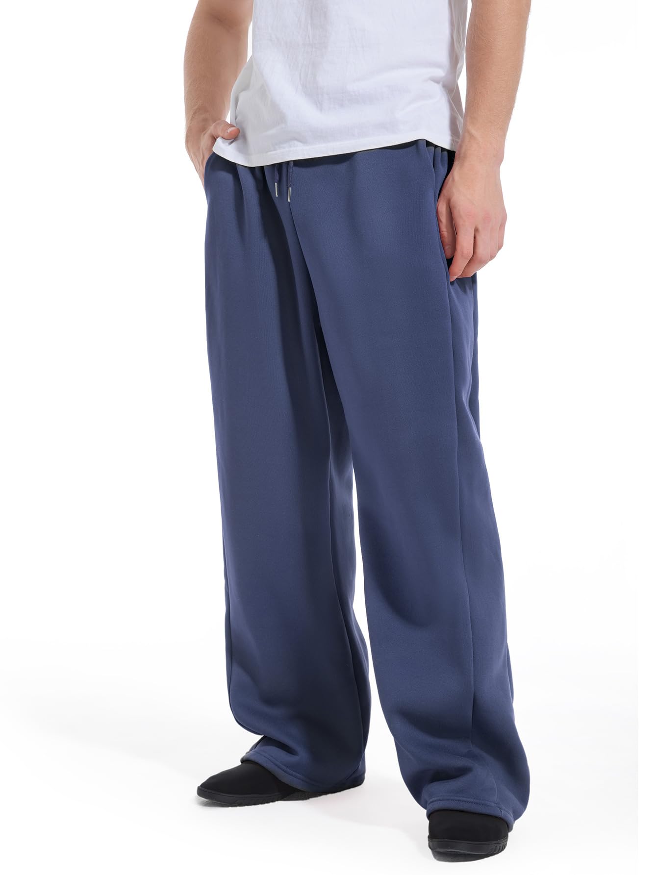 Men's Baggy Sweatpants Wide Leg Lounge Sweat Pants with Pockets