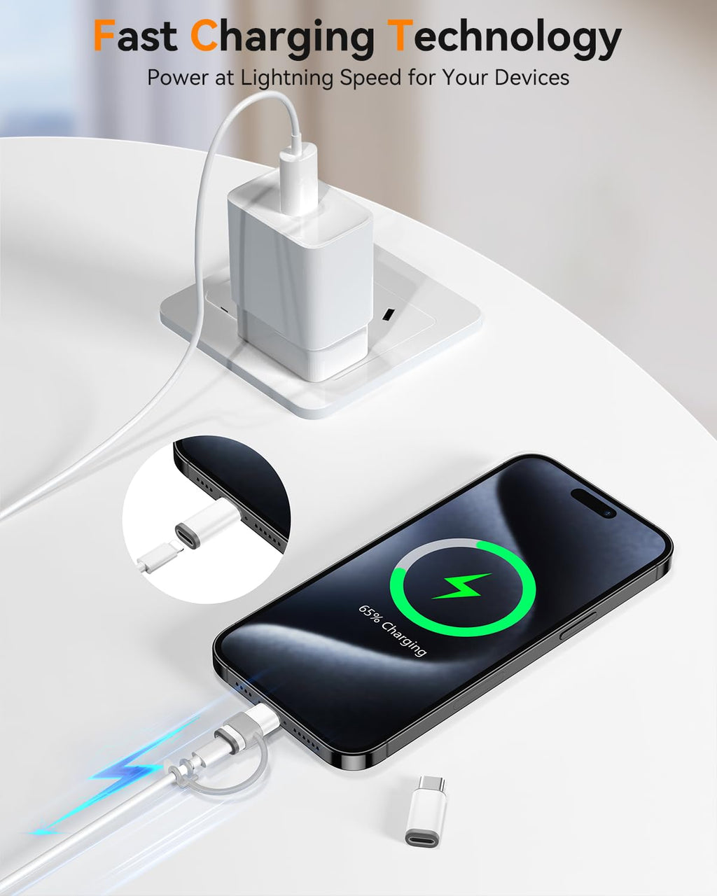 Temdan 4 Pack Lightning to USB C Adapter for iPhone 15/16/17 Pro/17 Pro Max,for iPhone 17/16 Charger,17/16 Accessories,Fast Charging & Data Transfer,USB C Charger Connector Cable,Not for Audio/OTG