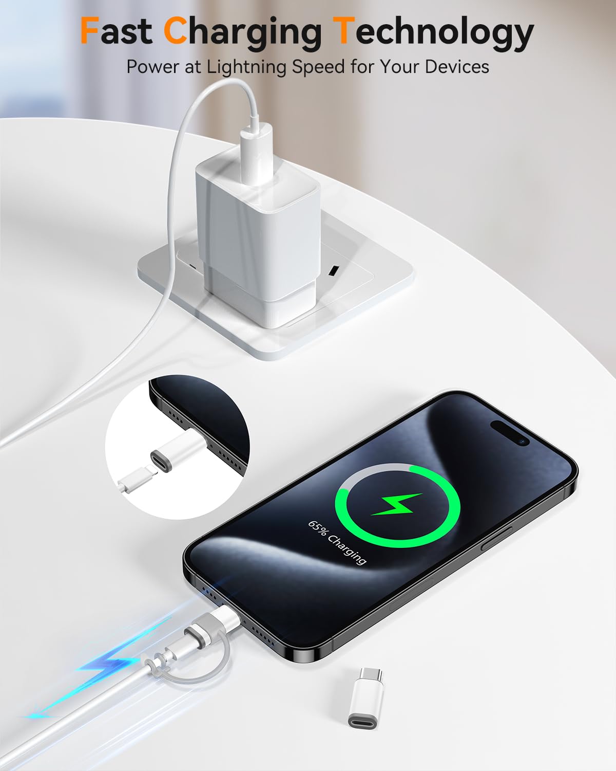 Temdan 4 Pack Lightning to USB C Adapter for iPhone 15/16/17 Pro/17 Pro Max,for iPhone 17/16 Charger,17/16 Accessories,Fast Charging & Data Transfer,USB C Charger Connector Cable,Not for Audio/OTG