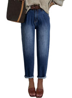 Astylish Womens High Waisted Baggy Jeans Boyfriend Cropped Loose Denim Pants