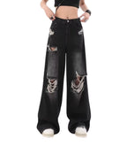 Baggy Jeans for Women Men Ripped Straight Leg Pants High Waisted Distressed Jeans Y2K Grunge Summer Clothes.