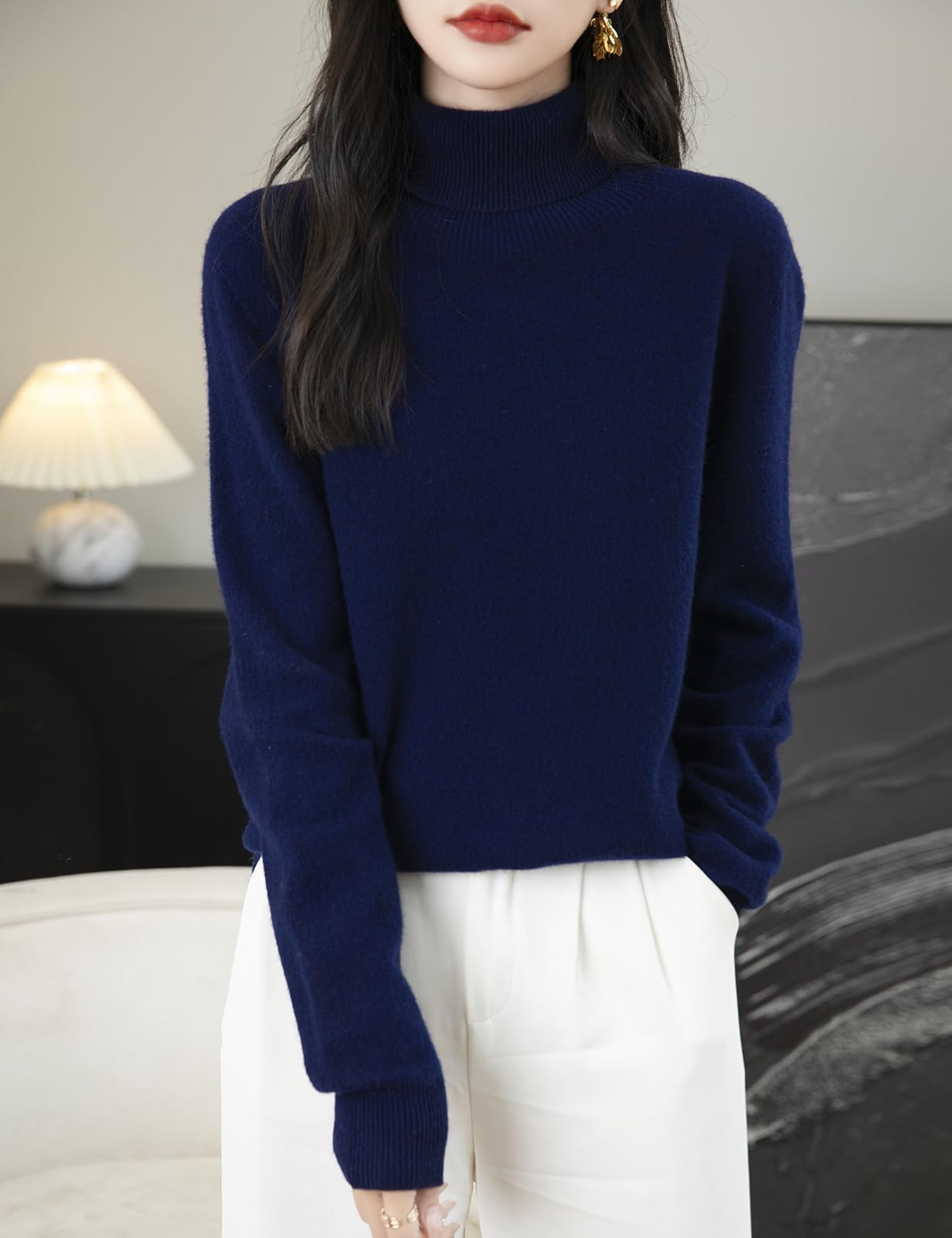 Chanyarn Women's Turtleneck 100% Merino Wool 2025 First-Line Ready to Wear Fall Winter Seamless Knit Pullover Sweater