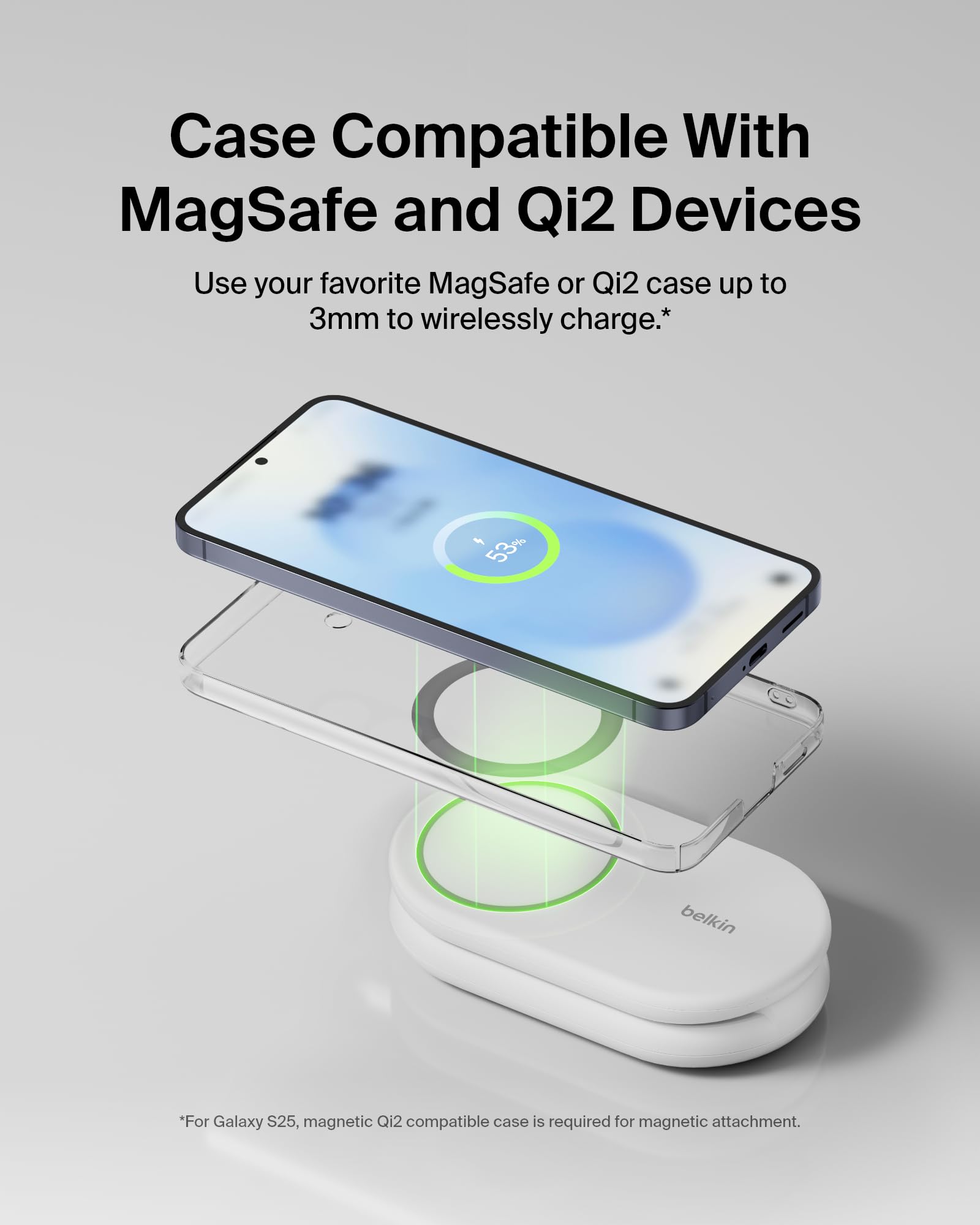 Belkin 3-in-1 MagSafe-Compatible iPhone Charger - Foldable Magnetic Qi2 Certified, MagSafe Charging Station for Phone, Apple Watch, AirPods - Wireless for Multiple Devices