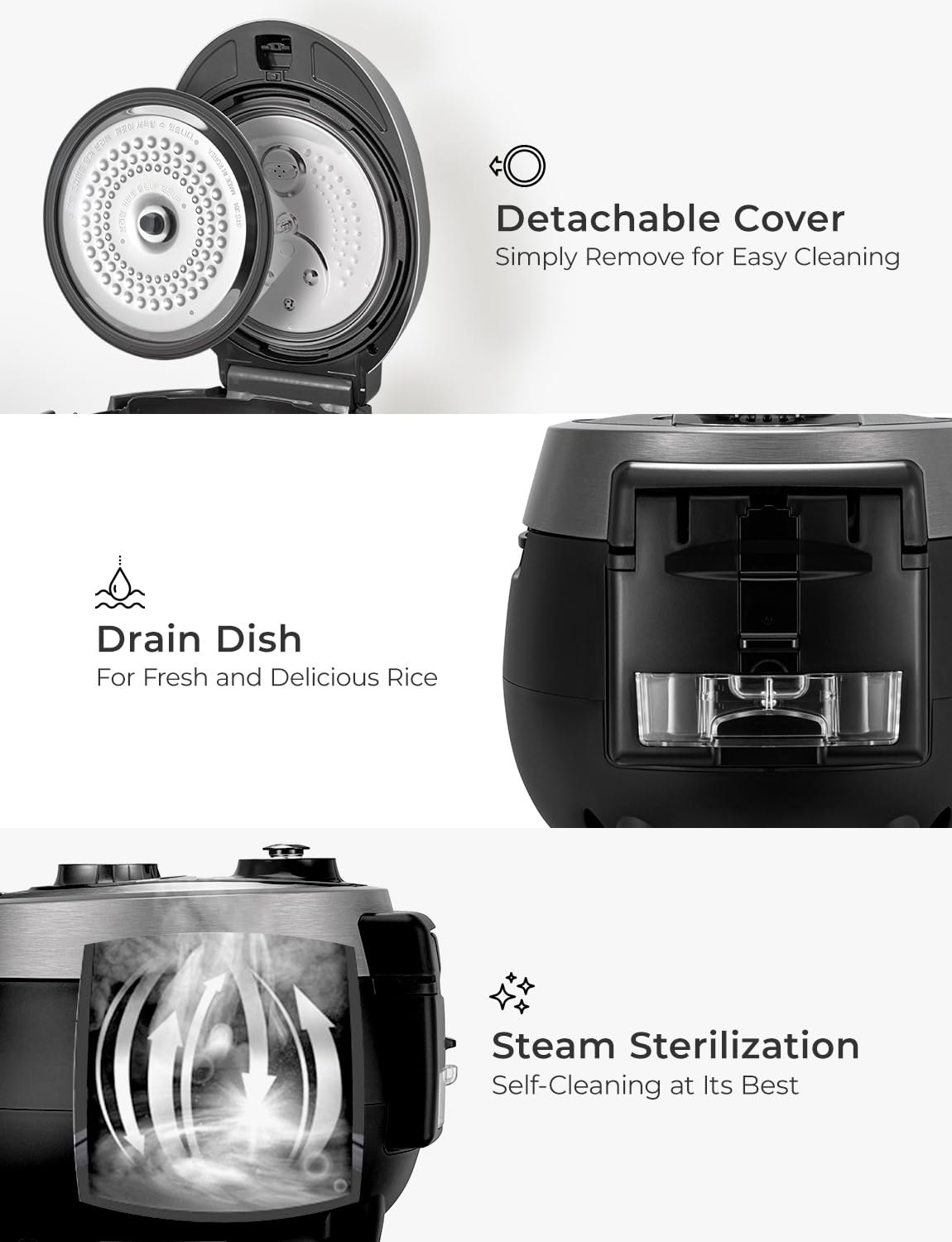 Cuckoo CRP-RT0609FW 6 cup Twin Pressure Plate Rice Cooker & Warmer with High Heat, GABA, Mixed, Scorched, Turbo, Porridge, Baby Food, Steam (Hi/Non Press.) and more, Made in Korea (White)