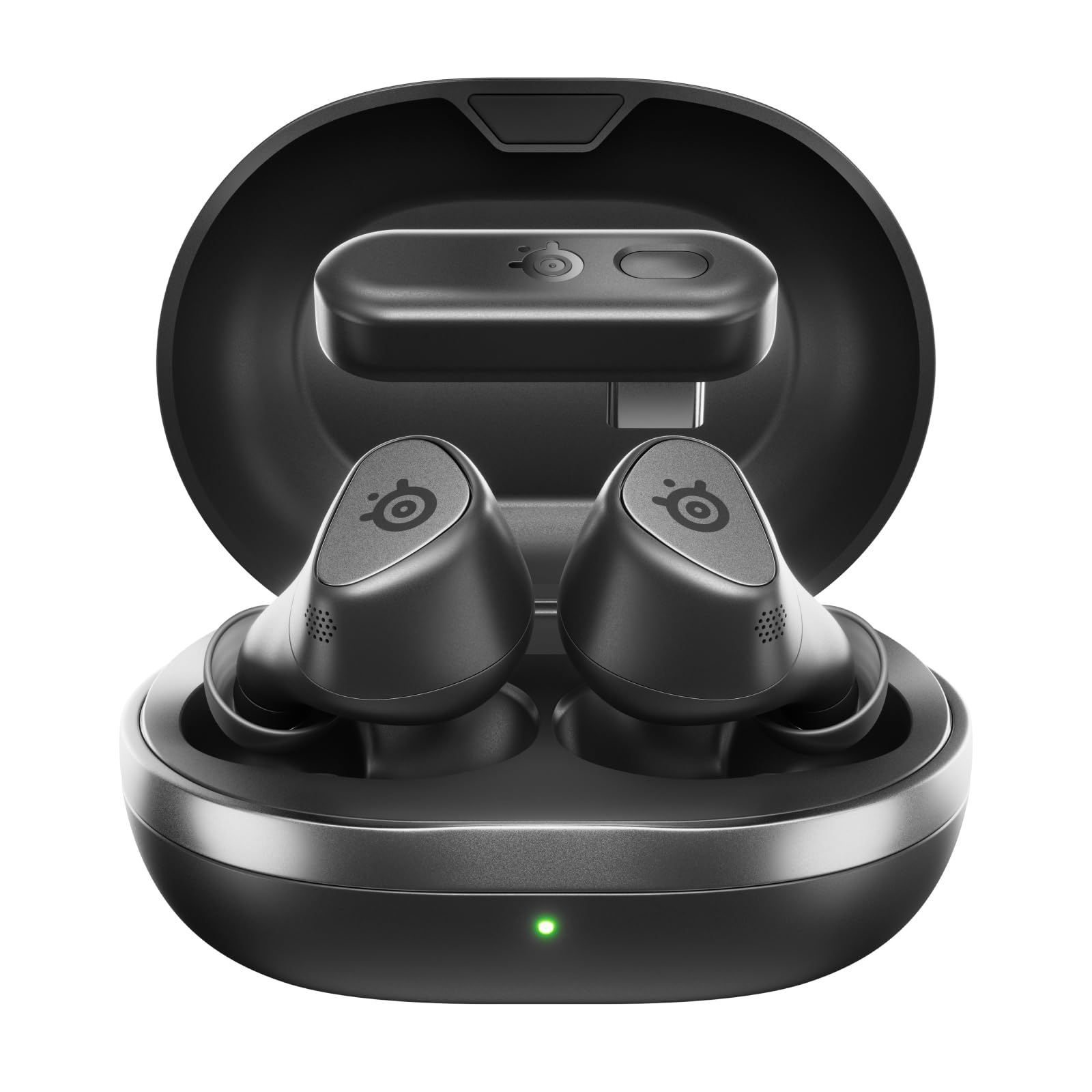 Arctis GameBuds for PlayStation/PC/Switch/Mobile — 2.4GHz + Bluetooth 5.3 Earbuds — Active Noise Cancelling — Mobile App Sound Presets — Water Resistant IP55 — 40H Battery with Qi Charging Case