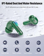 Wireless Earbuds, Bluetooth 5.4 Headphones Bass Stereo, Ear Buds with Noise Cancelling Mic, LED Display in Ear Earphones Clear Calls, IP7 Waterproof Bluetooth Earbuds for Laptop/Phones/Sports, Black