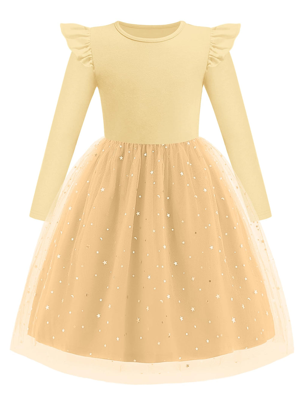 Arshiner Toddler Girls Tutu Dresses Long Sleeve Ruffle Fall Winter Holiday Star Sequin Tulle Dress 2-6Y