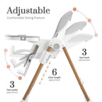 Mallify Foldable High Chairs for Babies and Toddlers, 3-in-1 Convertible Baby High Chair with Removable Soft Cushion and Tray, Adjustable Height & Recline, Lockable Wheels, Dark Blue