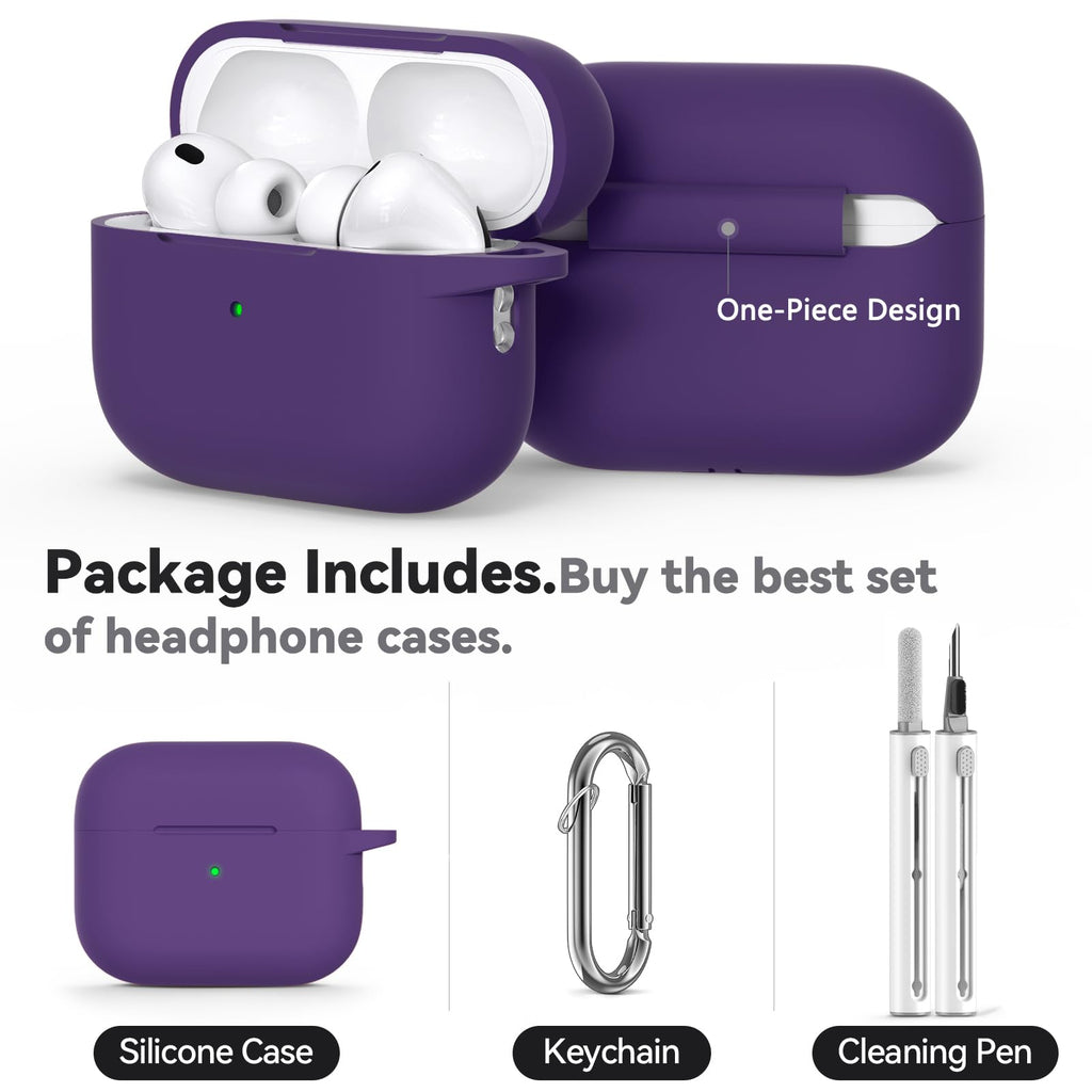Ljusmicker for AirPods Pro 3 Case 2025 with Cleaner Kit,Soft Silicone Protective Cover for Apple AirPods Pro 3rd Generation Case for Women Men,AirPod Pro 3 CasesAccessories with Keychain-Light Lilac