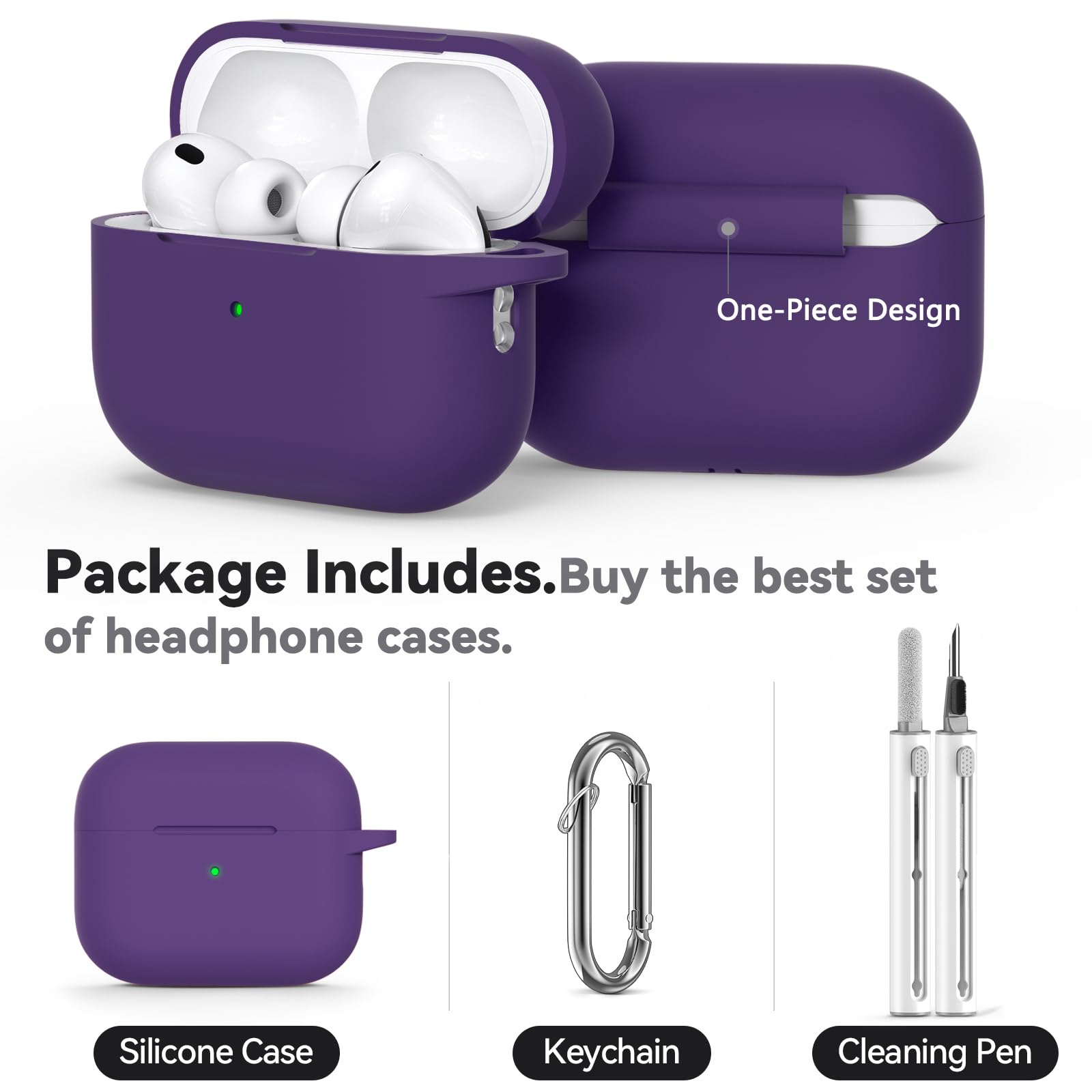 Ljusmicker for AirPods Pro 3 Case 2025 with Cleaner Kit,Soft Silicone Protective Cover for Apple AirPods Pro 3rd Generation Case for Women Men,AirPod Pro 3 CasesAccessories with Keychain-Light Lilac