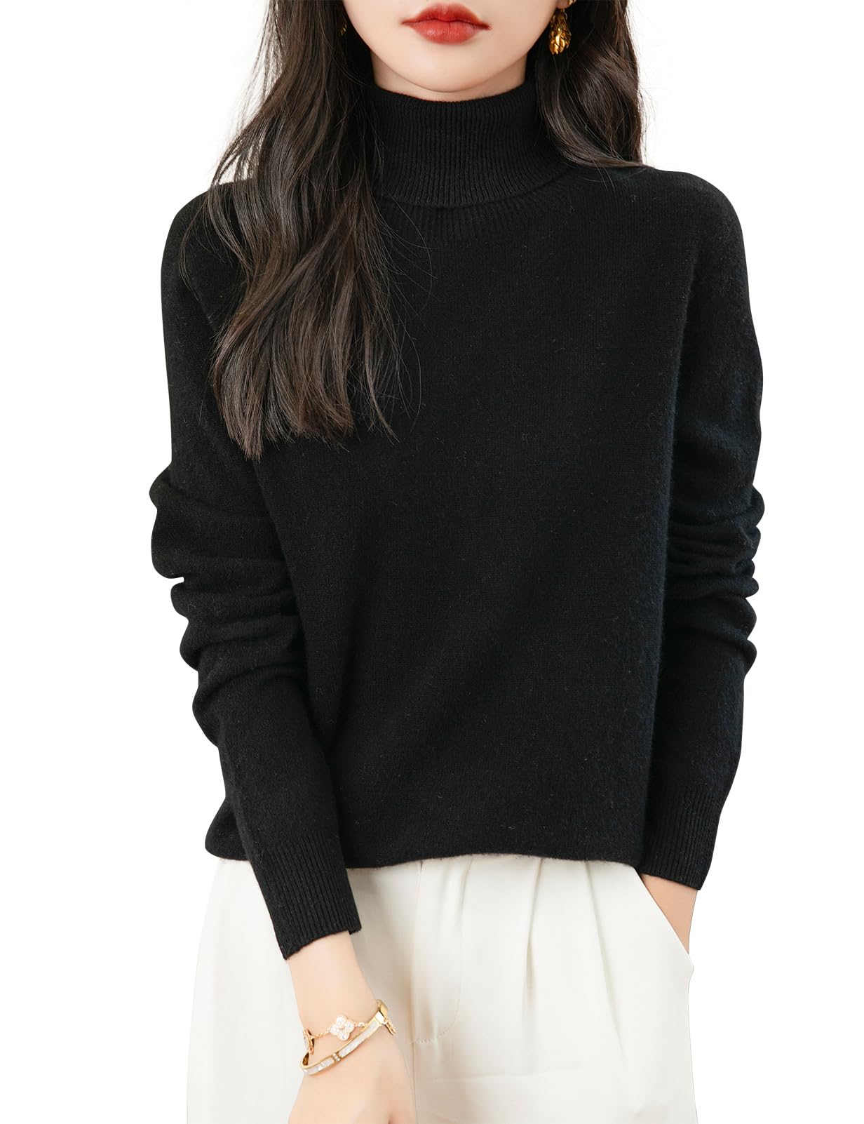 Chanyarn Women's Turtleneck 100% Merino Wool 2025 First-Line Ready to Wear Fall Winter Seamless Knit Pullover Sweater