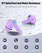 Wireless Earbuds, Bluetooth 5.4 Headphones Bass Stereo, Ear Buds with Noise Cancelling Mic, LED Display in Ear Earphones Clear Calls, IP7 Waterproof Bluetooth Earbuds for Laptop/Phones/Sports, Black