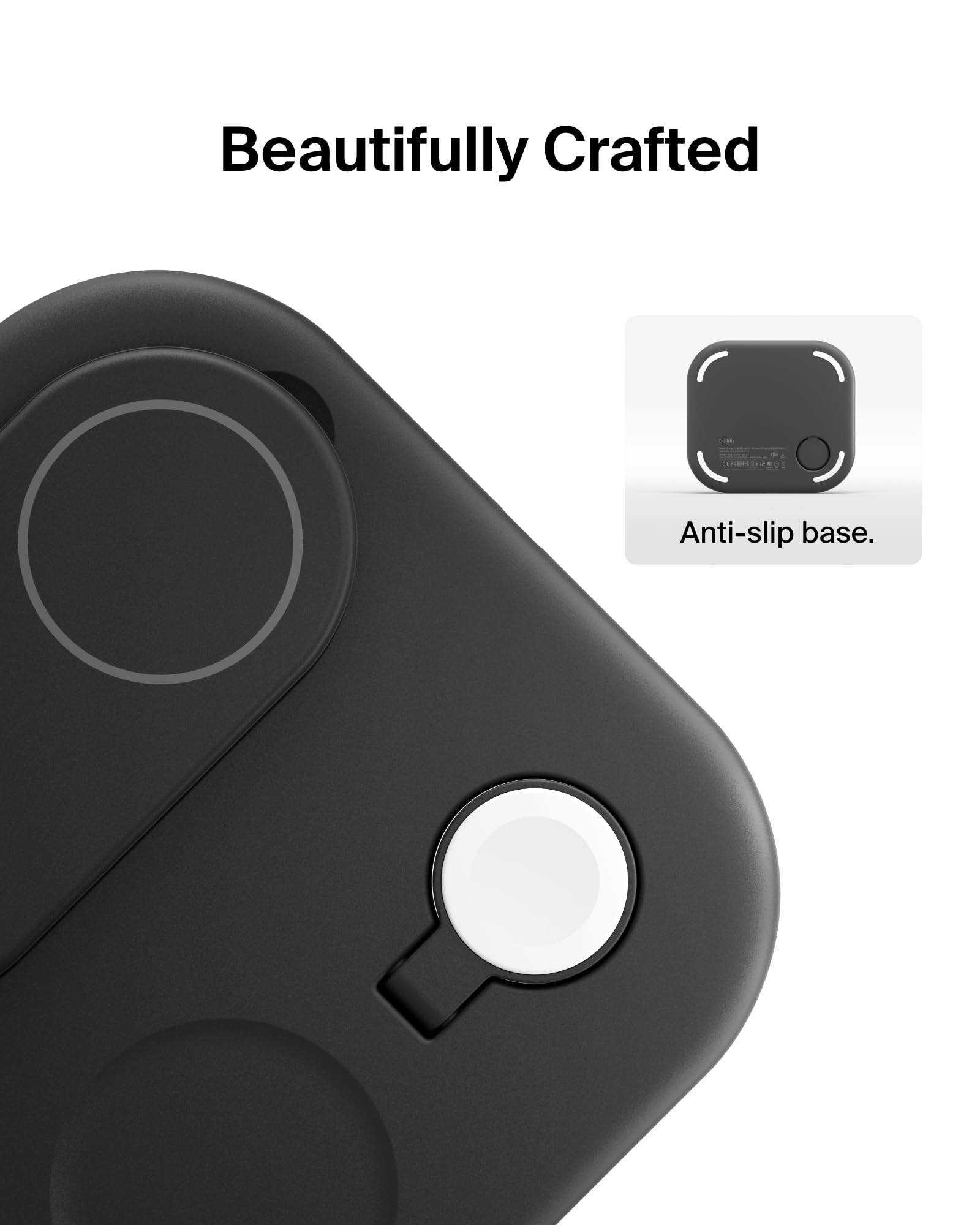 Belkin 3-in-1 MagSafe-Compatible iPhone Charger - Foldable Magnetic Qi2 Certified, MagSafe Charging Station for Phone, Apple Watch, AirPods - Wireless for Multiple Devices