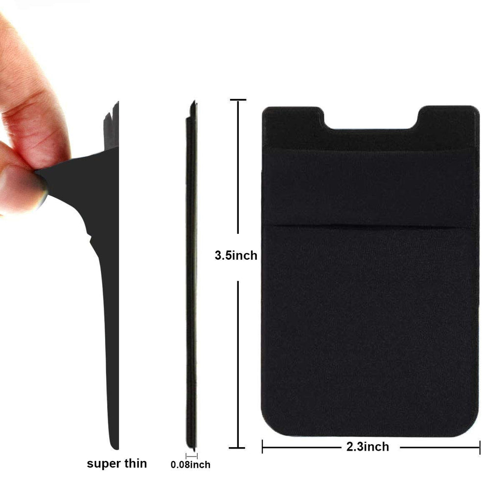 2Pack Adhesive Phone Pocket,Cell Phone Stick On Card Wallet Sleeve,Credit Cards/ID Card Holder Sticker for Back of iPhone,Android and All Smartphones-Black&Grey