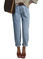 Astylish Womens High Waisted Baggy Jeans Boyfriend Cropped Loose Denim Pants