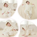 Newborn Baby Bear Outfit Suit Girls Boys Fleece Jumpsuit Romper Hooded Winter Snowsuit Clothes