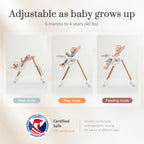 Mallify Foldable High Chairs for Babies and Toddlers, 3-in-1 Convertible Baby High Chair with Removable Soft Cushion and Tray, Adjustable Height & Recline, Lockable Wheels, Dark Blue