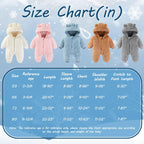 Newborn Baby Bear Outfit Suit Girls Boys Fleece Jumpsuit Romper Hooded Winter Snowsuit Clothes