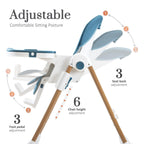 Mallify Foldable High Chairs for Babies and Toddlers, 3-in-1 Convertible Baby High Chair with Removable Soft Cushion and Tray, Adjustable Height & Recline, Lockable Wheels, Dark Blue