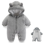 Newborn Baby Bear Outfit Suit Girls Boys Fleece Jumpsuit Romper Hooded Winter Snowsuit Clothes