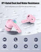Wireless Earbuds, Bluetooth 5.4 Headphones Bass Stereo, Ear Buds with Noise Cancelling Mic, LED Display in Ear Earphones Clear Calls, IP7 Waterproof Bluetooth Earbuds for Laptop/Phones/Sports, Black