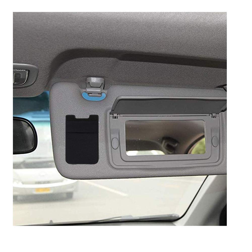 2Pack Adhesive Phone Pocket,Cell Phone Stick On Card Wallet Sleeve,Credit Cards/ID Card Holder Sticker for Back of iPhone,Android and All Smartphones-Black&Grey