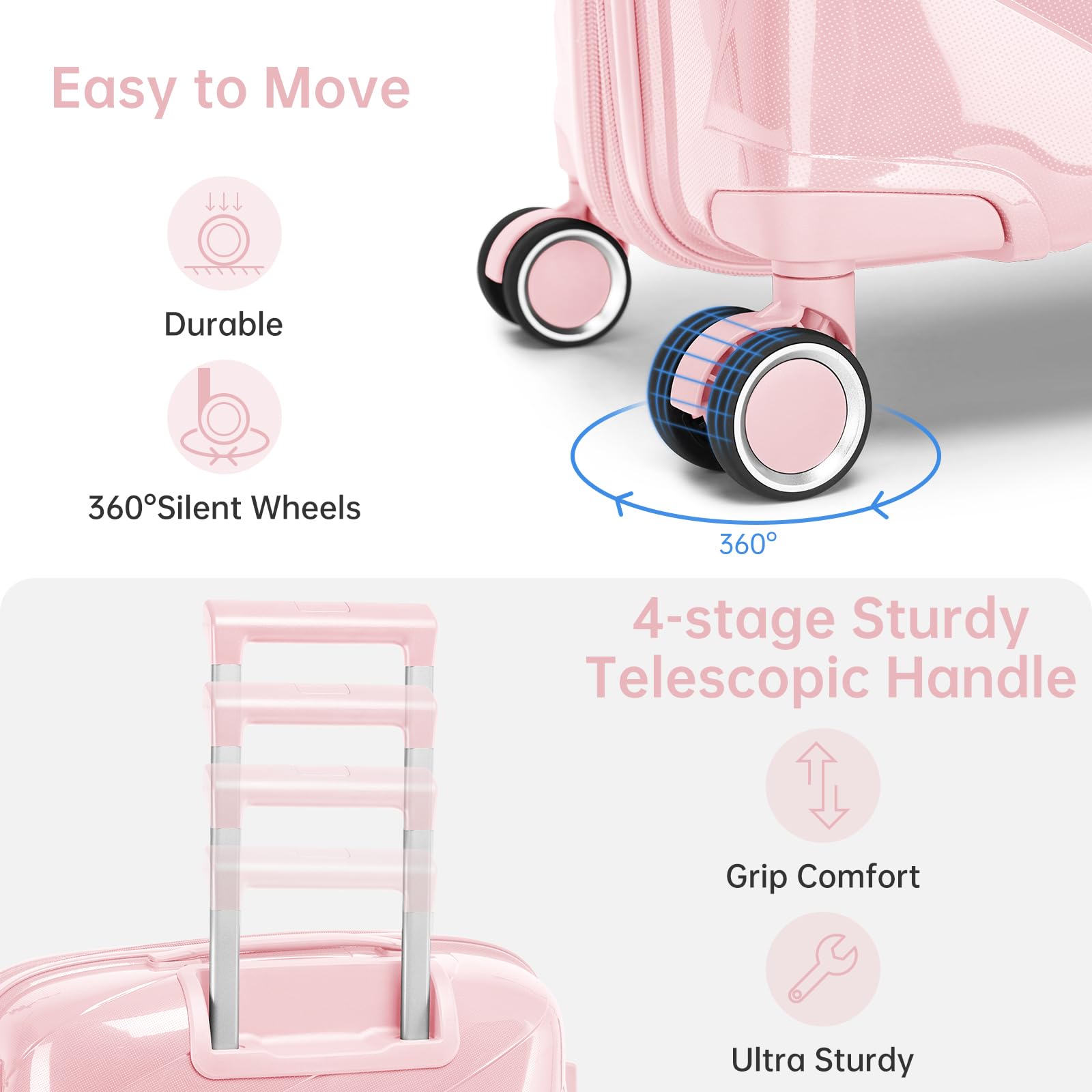 Carry On Luggage 22x14x9 Airline Approved, 20 Inch Expandable Hardshell Luggage Carry-on Suitcases with Spinner Wheels, Carry On Suitcase Set for Women (MOCHA)