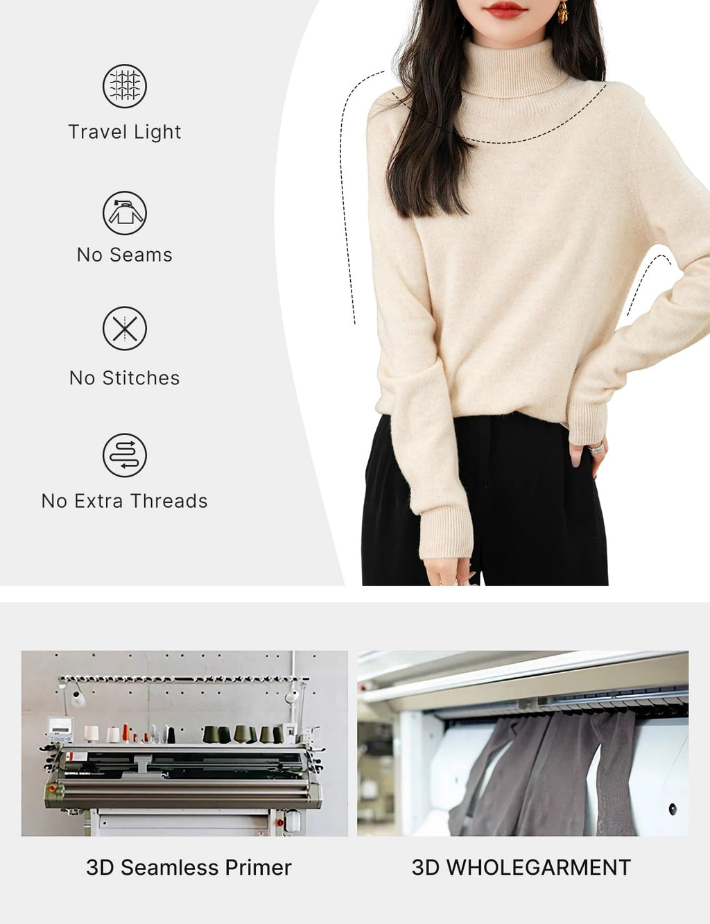 Chanyarn Women's Turtleneck 100% Merino Wool 2025 First-Line Ready to Wear Fall Winter Seamless Knit Pullover Sweater