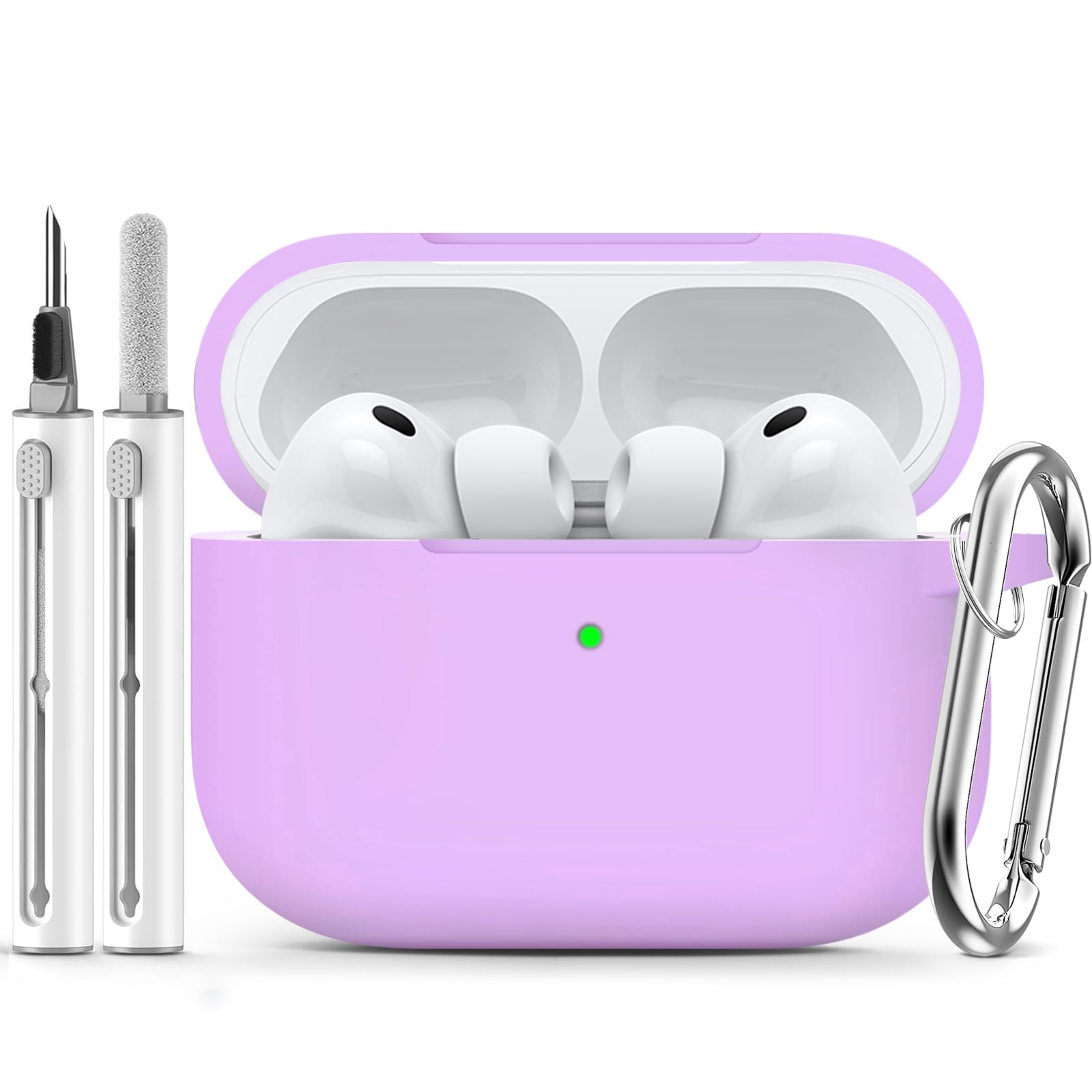 Ljusmicker for AirPods Pro 3 Case 2025 with Cleaner Kit,Soft Silicone Protective Cover for Apple AirPods Pro 3rd Generation Case for Women Men,AirPod Pro 3 CasesAccessories with Keychain-Light Lilac