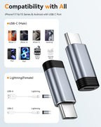 Temdan 4 Pack Lightning to USB C Adapter for iPhone 15/16/17 Pro/17 Pro Max,for iPhone 17/16 Charger,17/16 Accessories,Fast Charging & Data Transfer,USB C Charger Connector Cable,Not for Audio/OTG