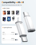 Temdan 4 Pack Lightning to USB C Adapter for iPhone 15/16/17 Pro/17 Pro Max,for iPhone 17/16 Charger,17/16 Accessories,Fast Charging & Data Transfer,USB C Charger Connector Cable,Not for Audio/OTG