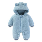 Newborn Baby Bear Outfit Suit Girls Boys Fleece Jumpsuit Romper Hooded Winter Snowsuit Clothes