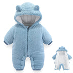 Newborn Baby Bear Outfit Suit Girls Boys Fleece Jumpsuit Romper Hooded Winter Snowsuit Clothes