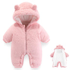 Newborn Baby Bear Outfit Suit Girls Boys Fleece Jumpsuit Romper Hooded Winter Snowsuit Clothes