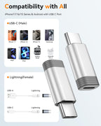 Temdan 4 Pack Lightning to USB C Adapter for iPhone 15/16/17 Pro/17 Pro Max,for iPhone 17/16 Charger,17/16 Accessories,Fast Charging & Data Transfer,USB C Charger Connector Cable,Not for Audio/OTG