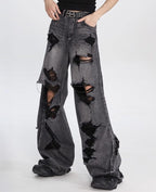 Baggy Jeans for Women Men Ripped Straight Leg Pants High Waisted Distressed Jeans Y2K Grunge Summer Clothes.