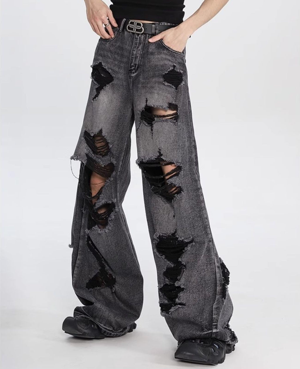 Baggy Jeans for Women Men Ripped Straight Leg Pants High Waisted Distressed Jeans Y2K Grunge Summer Clothes.