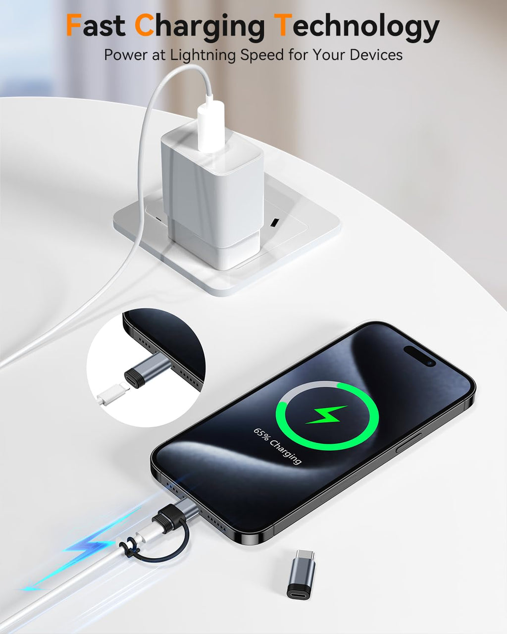 Temdan 4 Pack Lightning to USB C Adapter for iPhone 15/16/17 Pro/17 Pro Max,for iPhone 17/16 Charger,17/16 Accessories,Fast Charging & Data Transfer,USB C Charger Connector Cable,Not for Audio/OTG