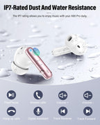 Wireless Earbuds, Bluetooth 5.4 Headphones Bass Stereo, Ear Buds with Noise Cancelling Mic, LED Display in Ear Earphones Clear Calls, IP7 Waterproof Bluetooth Earbuds for Laptop/Phones/Sports, Black
